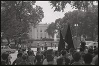 Marchers congregate by the White House to protest the police brutality at the Democratic National Convention in Chicago, Lafayette Park, 31 August 1968