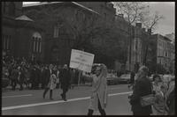 A man holds a sign supporting Washington Region Archbishop Patrick O'Boyle outside St. Matthew's Cathedral, Washington, D.C., 10 November 1968