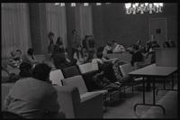 Students discuss student parity on faculty committees during a New AU meeting at American University, Washington, D.C., 24 April 1969