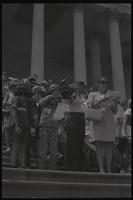 Demonstrators stand on the steps of the U.S. Capitol Building to demonstrate against chemical and biological warfare, Washington, D.C., 04 August 1969