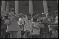 A crowd stands on the steps of the U.S. Capitol Building to protest against chemical and biological warfare, Washington, D.C., 04 August 1969
