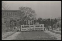 Young protesters carry signs and banners at an anti-smoking rally in Washington, D.C., 11 January 1970