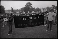 Young protesters carry a banner that says "Let my people go" at a demonstration against the treatment of Jewish people in the Soviet Union outside the U.S. Capitol Building, Washington, D.C., 19 June 1973