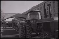 Demonstrators drive tractors down Independence Avenue SW during the first Tractorcade demonstration in Washington, D.C., 18 January 1978