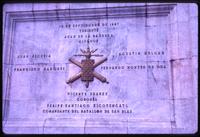 Close view of dedication on monument