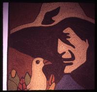 Embroidered rug depicting Augusto Sandino at "Hotelito"