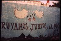 Close view of peace mural in plaza 