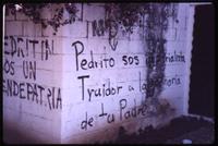 Graffiti written on Pedro Chamorro Jr. 's house