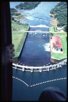 Aerial view of lake near Panama Canal