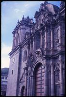 Close view of exterior of cathedral in Cuzco