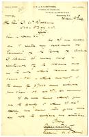 Letter from C.M. Matthews to Rev. C.W. Baldwin, 1892 January 09