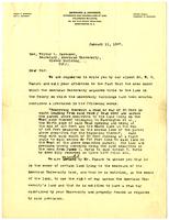 Letter from Barnard & Johnson to Rev. Wilbur L. Davidson on behalf of their client W.O. Hazard requesting right of way access to American University's property, 1907 January 11