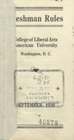 Freshman Rules, College of Liberal Arts, Academic Year 1926-1927