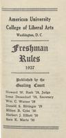 Freshman Rules, College of Liberal Arts, Academic Year 1927-1928