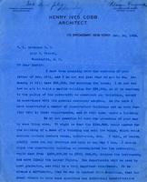 Letter from Henry Ives Cobb to W.L. Davidson discussing plans for American University's campus, 1903 December 22