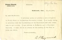 Letter from B.P. Raymond to S.L. Beiler, 1896 January 27