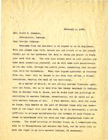 Letter from Dr. Franklin E. Hamilton to Rev. D.B. Johnson, 1908 February 06