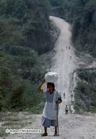 Woman Walks On Rural Road In War-Torn El Salvador
