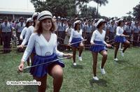 Cheerleaders With Salvadoran Cadets At Military Ceremony