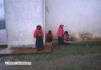 Indigenous Maya Women Speak Mam Next To A Roman Catholic Church In Rural Hueheuetenango