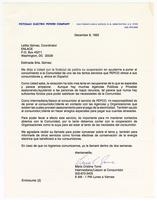 Letter from Maria Cristina Torre to Letitia Gomez