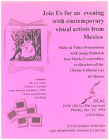 "An evening with contemporary visual artists from México" event flyer