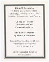 "The Law of Desire" Video Night flyer