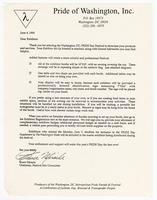 Letter from Bruce Miracle to exhibitors at the 1993 Pride Festival