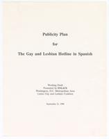 Publicity plan for the gay and lesbian hotline in Spanish