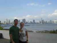 Rachel Teter and her boyfriend at Cinta Costera land reclamation project, Panama City, Panama