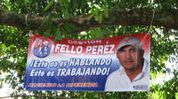Close-up of a political banner in Panama Este, Panama