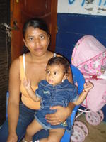 Portrait of a woman and baby in El Plátano, Panama