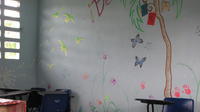 A mural inside of the community library in El Plátano, Panama 