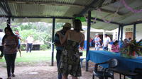 Rachel Teter dances with a man during her farewell party, El Plátano, Panama 