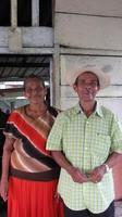 A couple poses together while waiting to sell their soup to customers, El Plátano, Panama 
