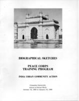 Biographical Sketches, Peace Corps Training Program, India Urban Community Action, 1965-1966