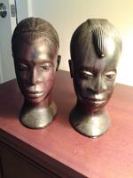 Male and Female Wood-Carved Busts from Nigeria