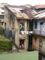 Laundry hangs dry outside an apartment in the Casco Viejo district of Panama City, Panama