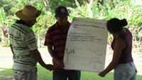 Close-up of a chart at a lecture on coffee pruning, El Plátano, Panama