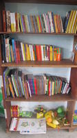 Bookshelf at the community library,  El Plátano, Panama