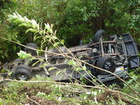 Overturned truck after a crash in Chiriquí, Panama