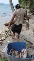 Man fishes on the beach in San Blas, Panama 