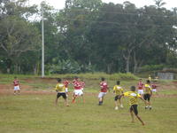 Boys play a match of soccer at la Olympiada in Cuipo, Panama