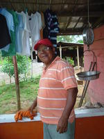 Jacinto poses on a covered porch in El Plátano, Panama