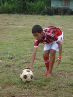 Boy positions the ball at la Olympiada in Cuipo, Panama