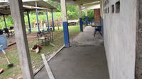 The new cement floor at the library dries, El Plátano, Panama