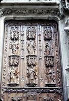 Carved wooden church door in Aix-en-Provence, France (September, 1960)