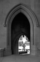 Arched doorway with view of the Garth Fountain at the Washington National Cathedral (1977) (2)