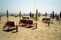Beach chairs, Rimini, Italy