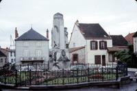 World War I monument in Central Square, Chagny, France (September, 1960)